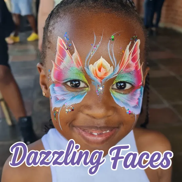 Butterfly face paint on a girl