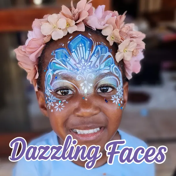 Ice princess crown face paint on a girl