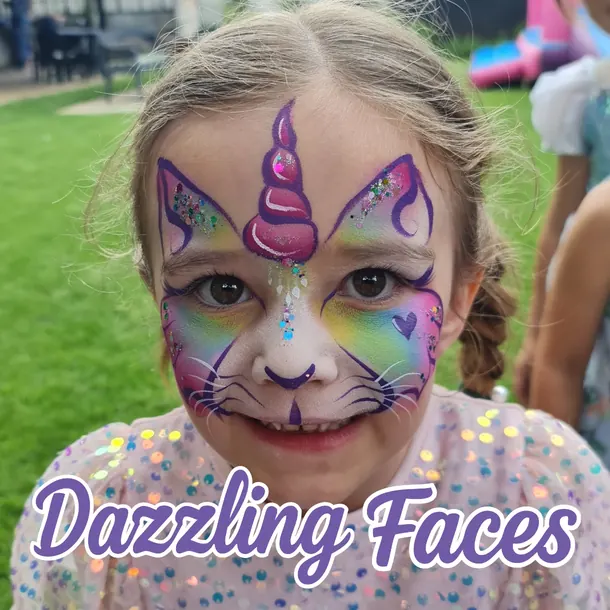 Unicorn and rainbow face paint design