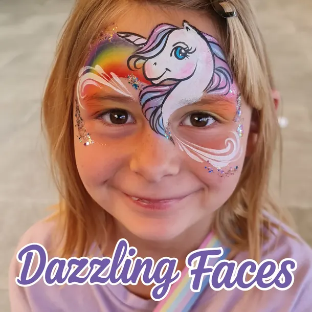 Unicorn and rainbow face paint design