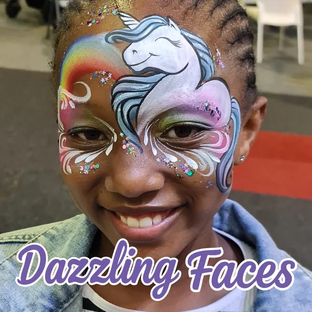 Unicorn and rainbow face paint design