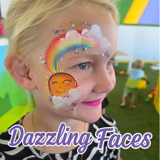 Unicorn and rainbow face paint design