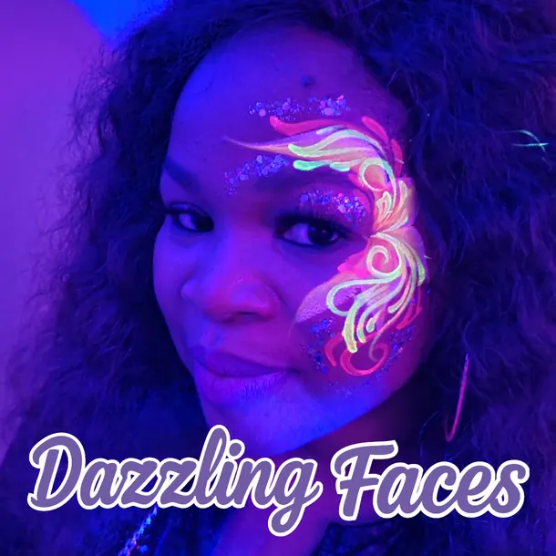 UV glow-in-the-dark face paint design