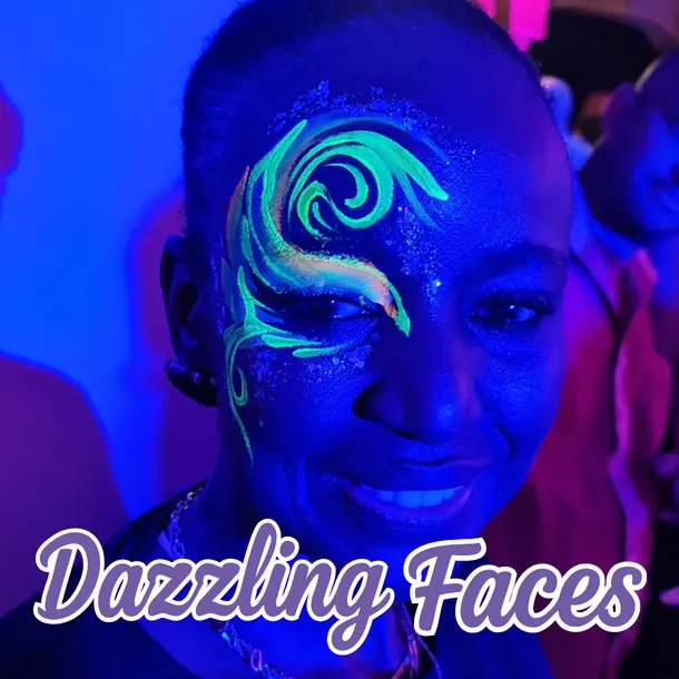 UV glow-in-the-dark face paint design