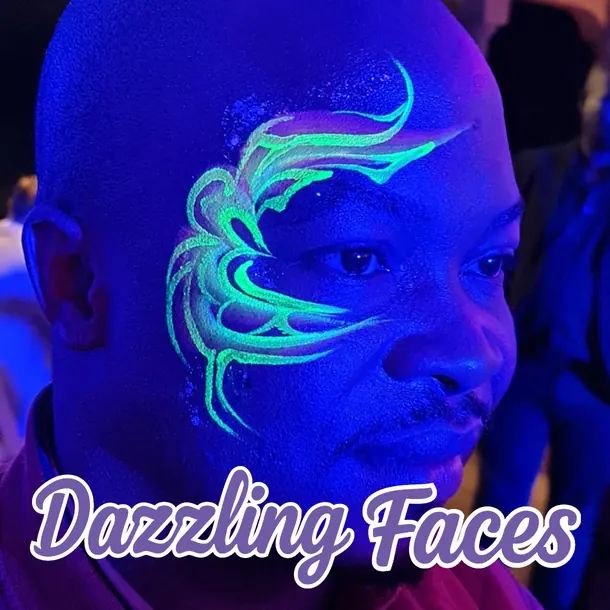 UV glow-in-the-dark face paint design