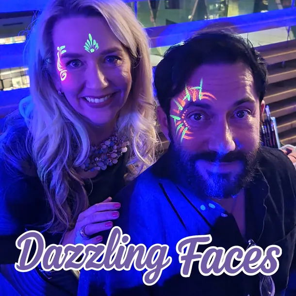 UV glow-in-the-dark face paint design