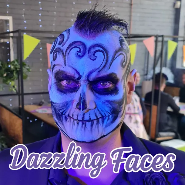 UV glow-in-the-dark face paint design