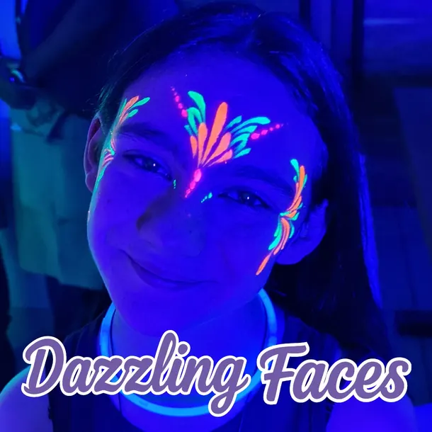 UV glow-in-the-dark face paint design