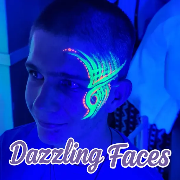 UV glow-in-the-dark face paint design