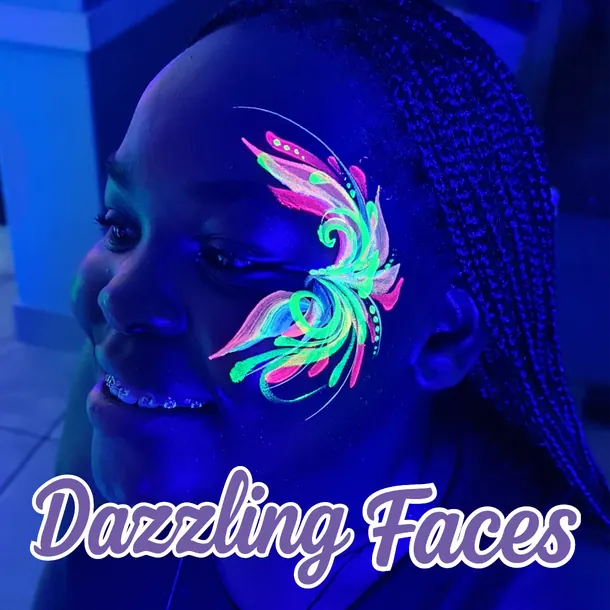 UV glow-in-the-dark face paint design