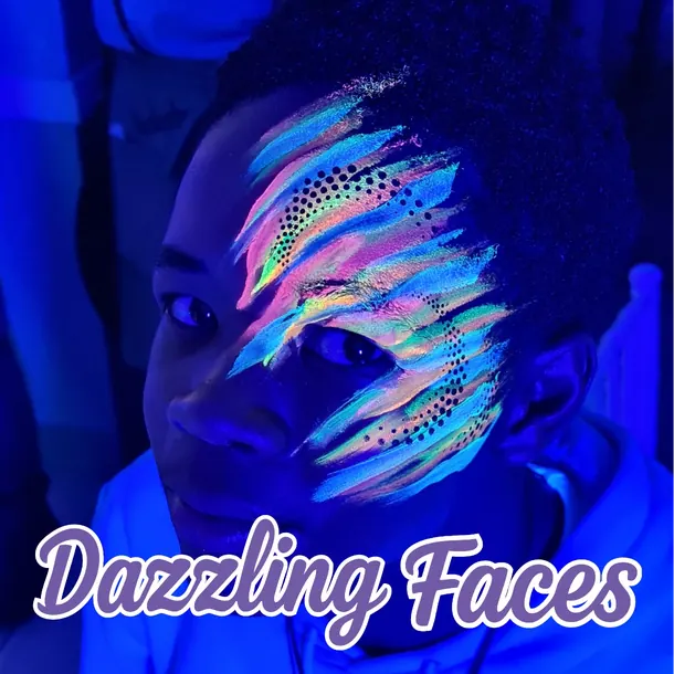 UV glow-in-the-dark face paint design