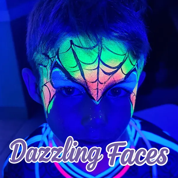 UV glow-in-the-dark face paint design