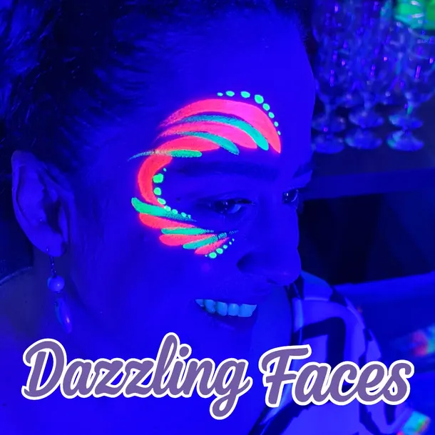 UV glow-in-the-dark face paint design